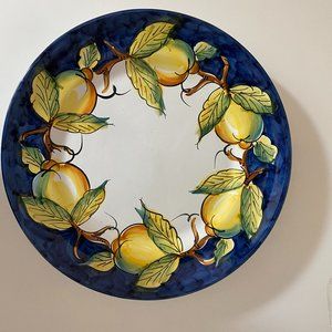Arte Vietri Handmade & Painted Round Platter Made in Italy, Quince Fruit